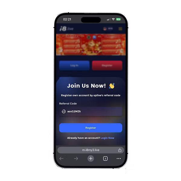 i8 mobile sign up interface